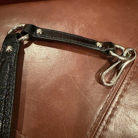 Coach Black patent Leather Purse Strap with Silver Accents - Picture 4 of 5